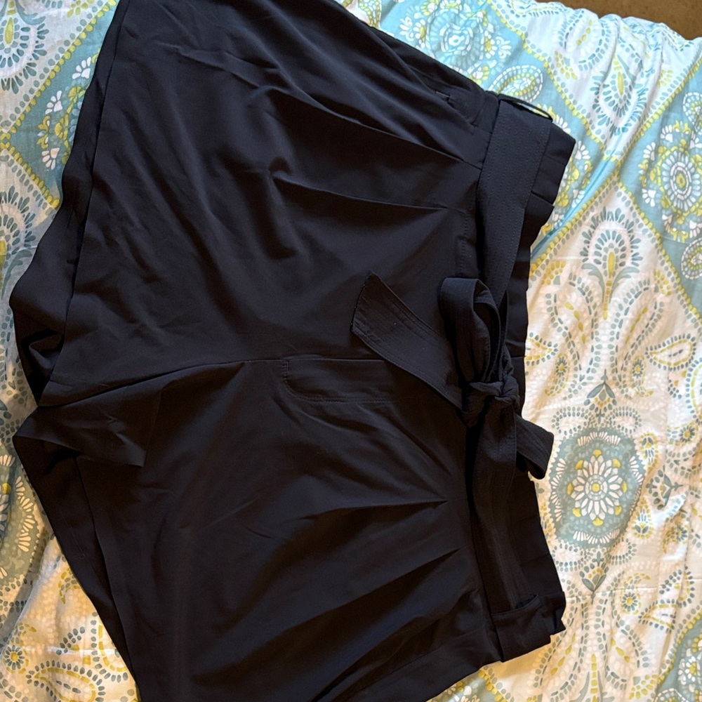 Black High-Waisted Shorts with Bow Tie